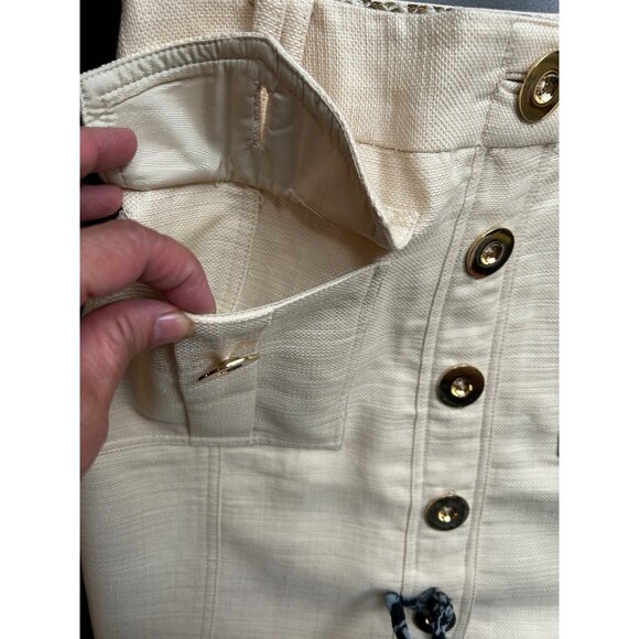 ETCETERA Beige Textured Modern Safari Utility Mini Skirt Cotton Linen Blend Sz 8 - Picture 6 of 11